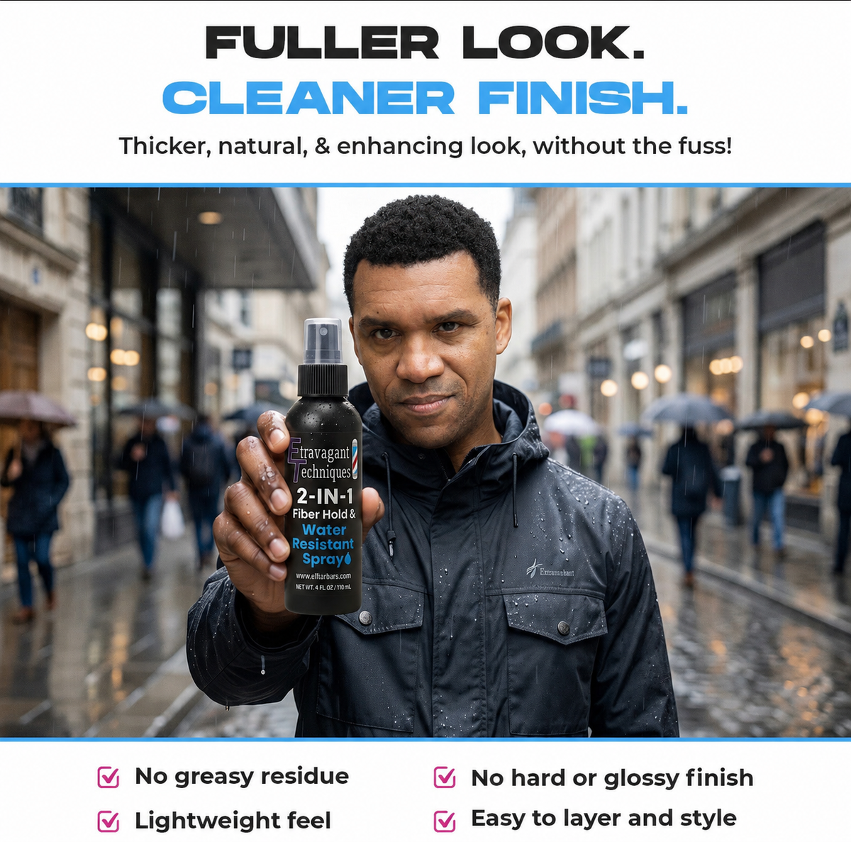 2-in-1 Water-Resistant Hair Fiber Hold Spray