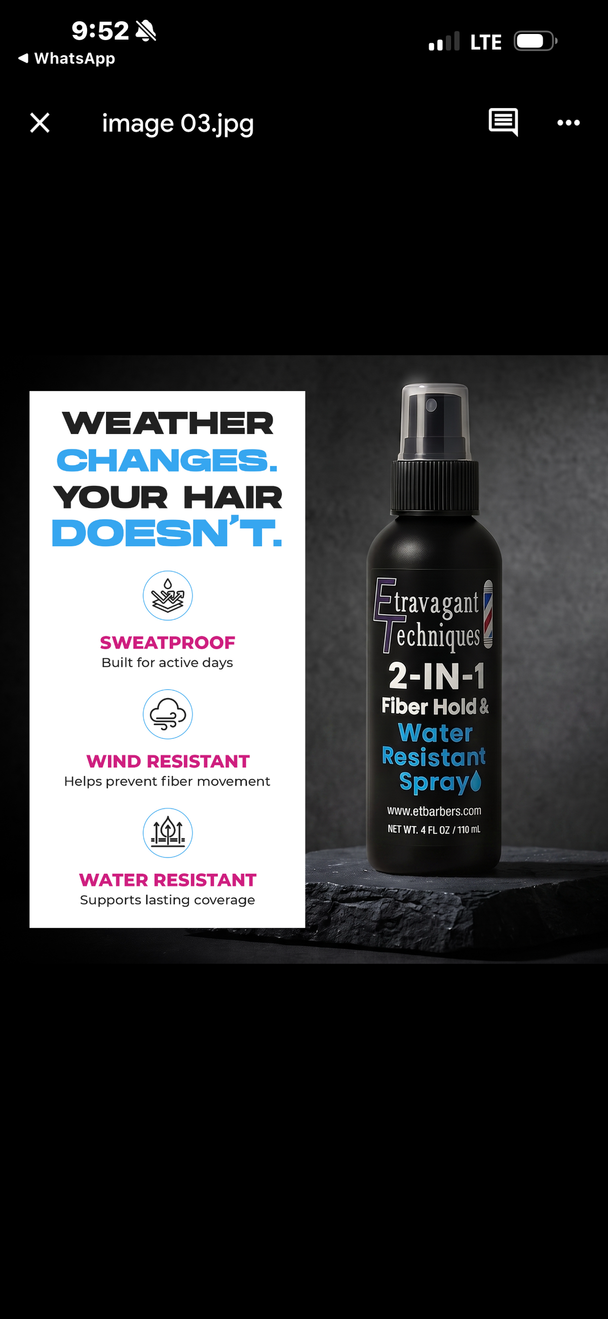 2-in-1 Water-Resistant Hair Fiber Hold Spray