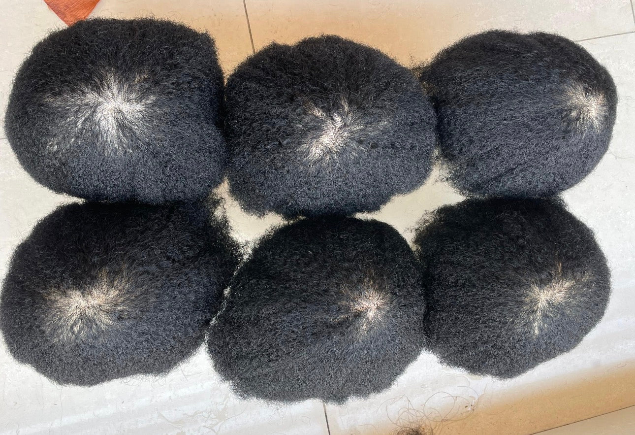 Semi wave half human/ synthetic hairunit toupee