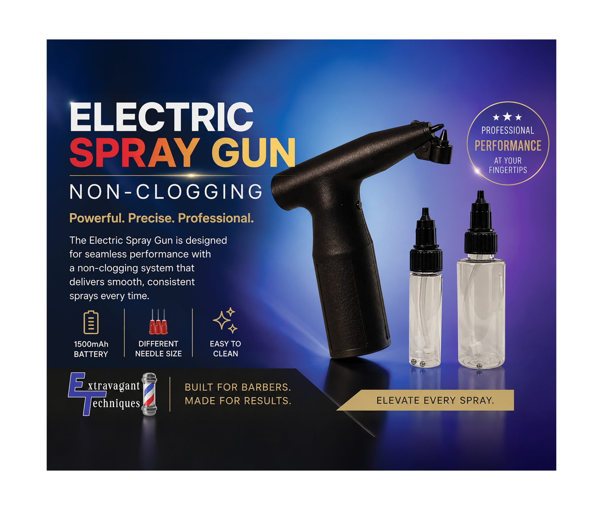 Extravagant Techniques No-Clog Airbrush Hairline Gun | Precision Hair Enhancement Tool | Ultra-Fine Mist | Barber Essential